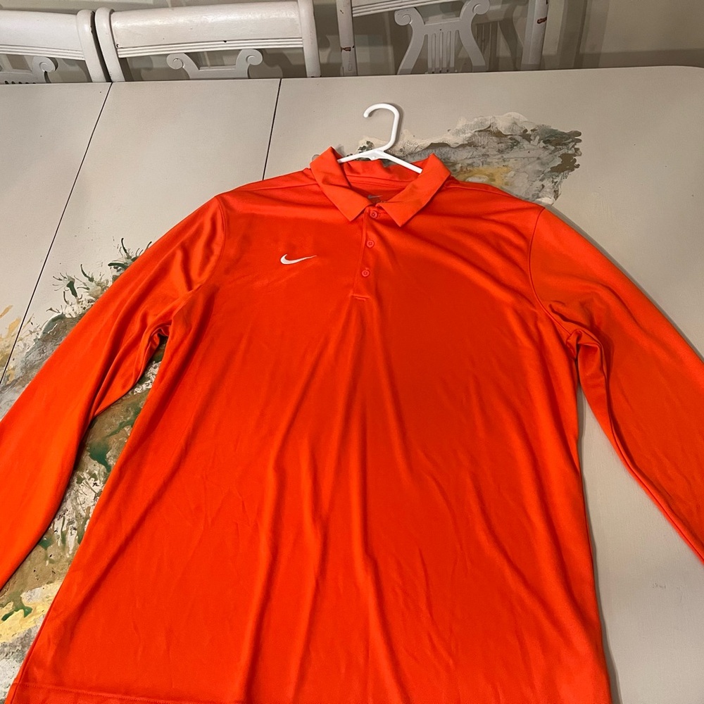 Nike Long Sleeve Dri-FIT Stretch Tech Polo Orange Men’s XL